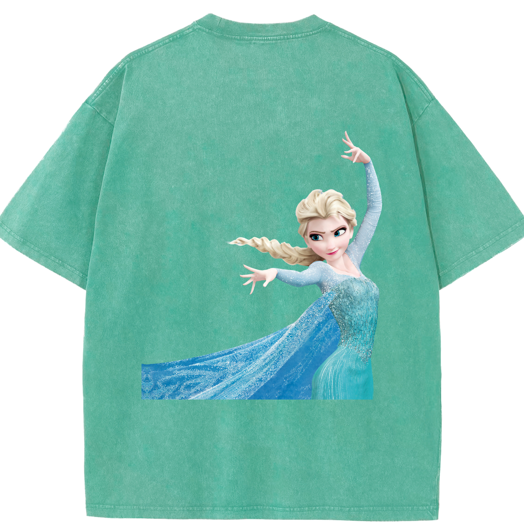 （画像用） アナと雪の女王 アンナ エルサ Frozen Anna Elsa 綿100% ヴィンテージ風 半袖Tシャツ（背面プリント）